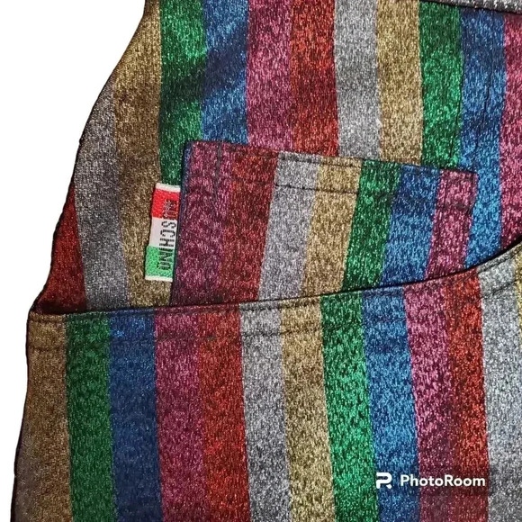 Moschino Rainbow Metallic Striped Mini Skirt M - Picture 4 of 10